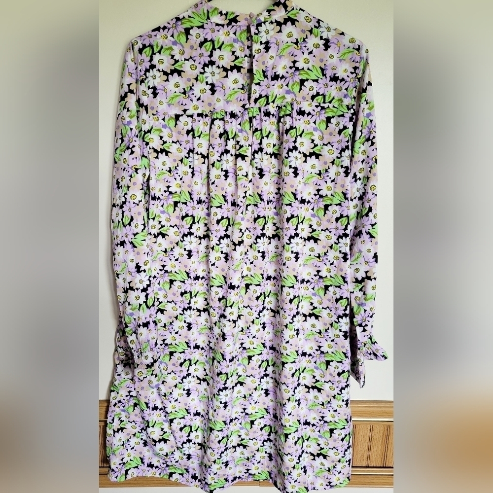 PIECES Women's Purple Long Sleeve Floral Midi Dress Size Large - Picture 4 of 7